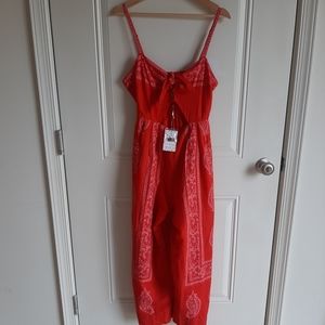 NWT Free People Red Feel The Sun Jumpsuit Size 10